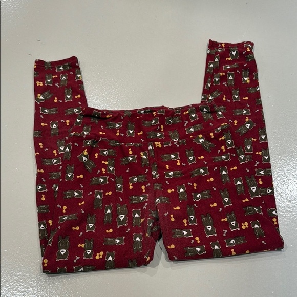 LuLaRoe Leggings lot of 3- Black, Green, Red themed bears skeletons one size - Picture 2 of 10